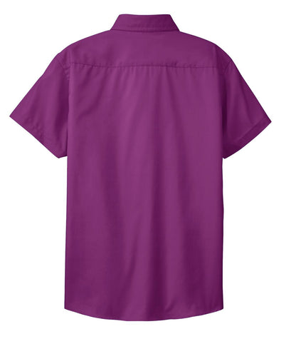 Rear View of Deep Berry Port Authority Women's Short Sleeve Easy Care Shirt. L508
