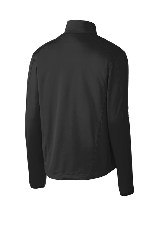 Rear View of Deep Black Port Authority Active 1/2-Zip Soft Shell Jacket. J716