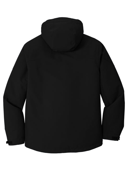 Rear View of Deep Black Port Authority Insulated Waterproof Tech Jacket J405