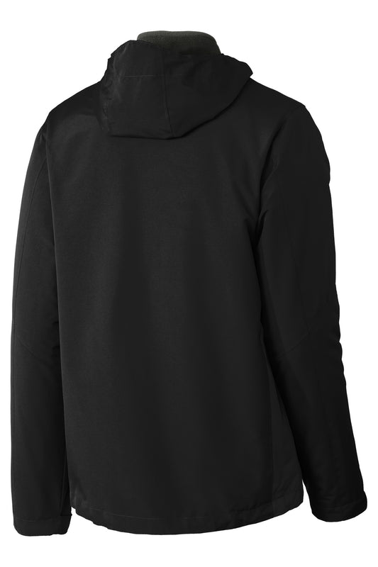 Rear View of Deep Black Port Authority Merge 3-in-1 Jacket. J338