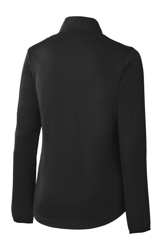 Rear View of Deep Black Port Authority Women's Active Soft Shell Jacket. L717