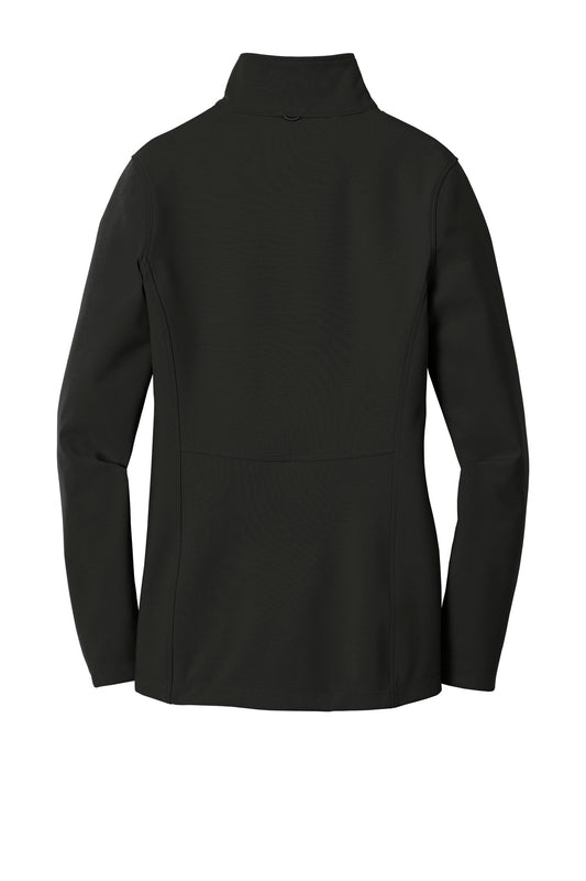 Rear View of Deep Black Port Authority Women's Collective Soft Shell Jacket. L901