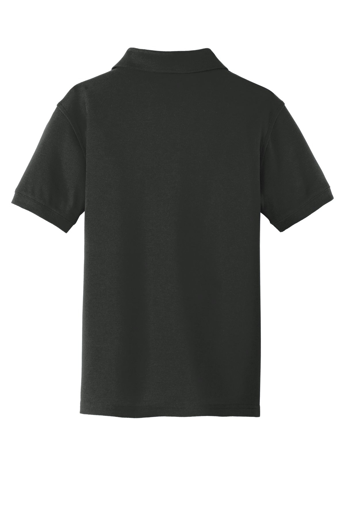 Rear View of Deep Black Port Authority Youth Core Classic Pique Polo. Y100