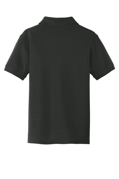 Rear View of Deep Black Port Authority Youth Core Classic Pique Polo. Y100