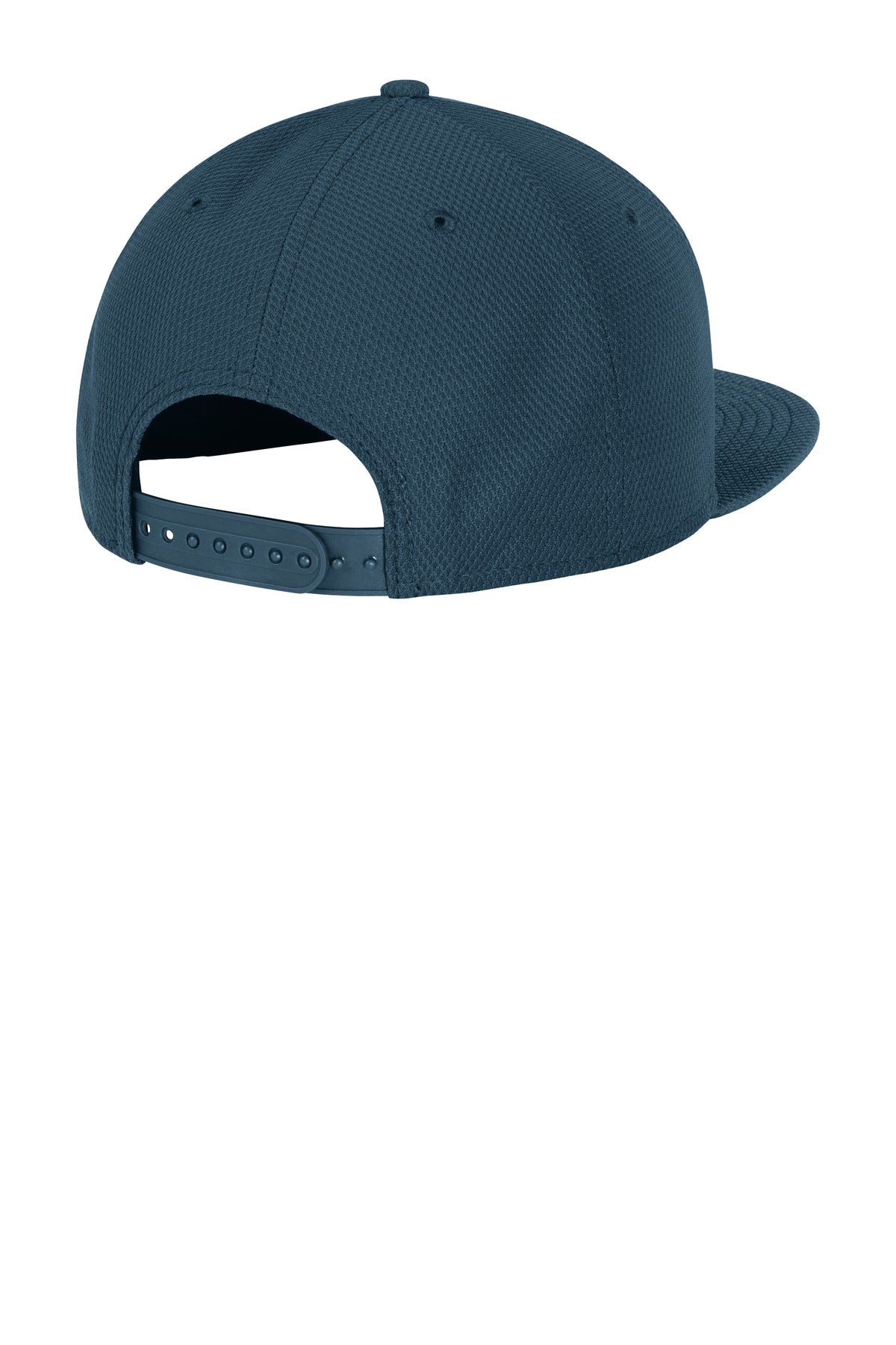 Rear View of Deep Navy New Era Original Fit Diamond Era Flat Bill Snapback Cap. NE404