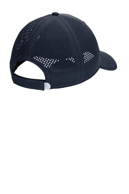 Rear View of Deep Navy New Era Perforated Performance Cap. NE406