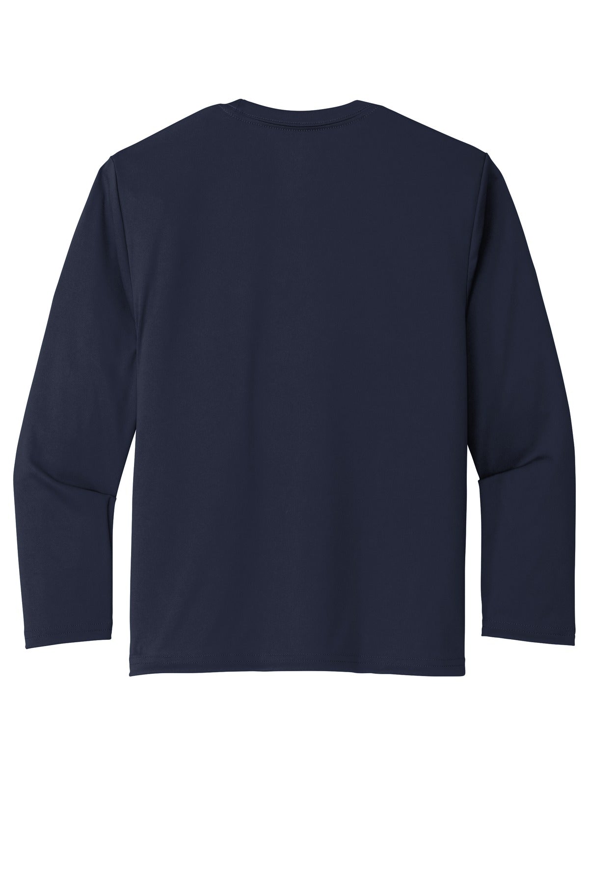 Rear View of Deep Navy Port & Company Youth Long Sleeve Performance Tee PC380YLS