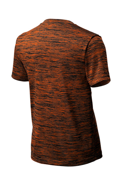 Rear View of Deep Or-Blk El Sport-Tek Youth PosiCharge Electric Heather Tee. YST390