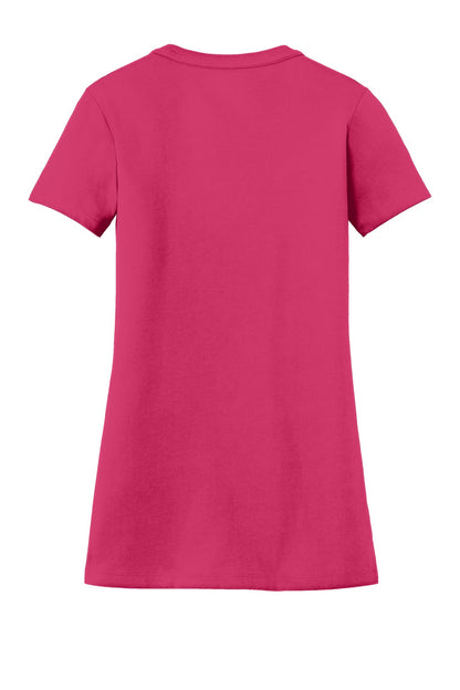Rear View of Deep Pink New Era Women's Heritage Blend V-Neck Tee. LNEA101