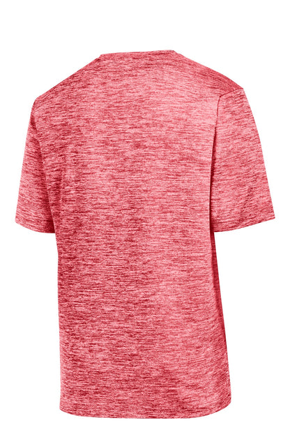 Rear View of Deep Red Elect Sport-Tek Youth PosiCharge Electric Heather Tee. YST390