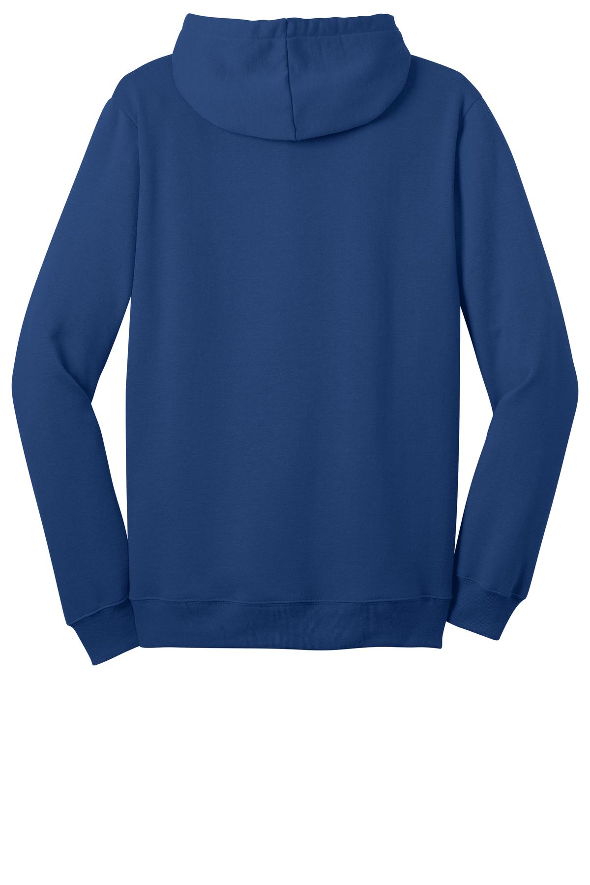 Rear View of Deep Royal District The Concert Fleece Full-Zip Hoodie. DT800