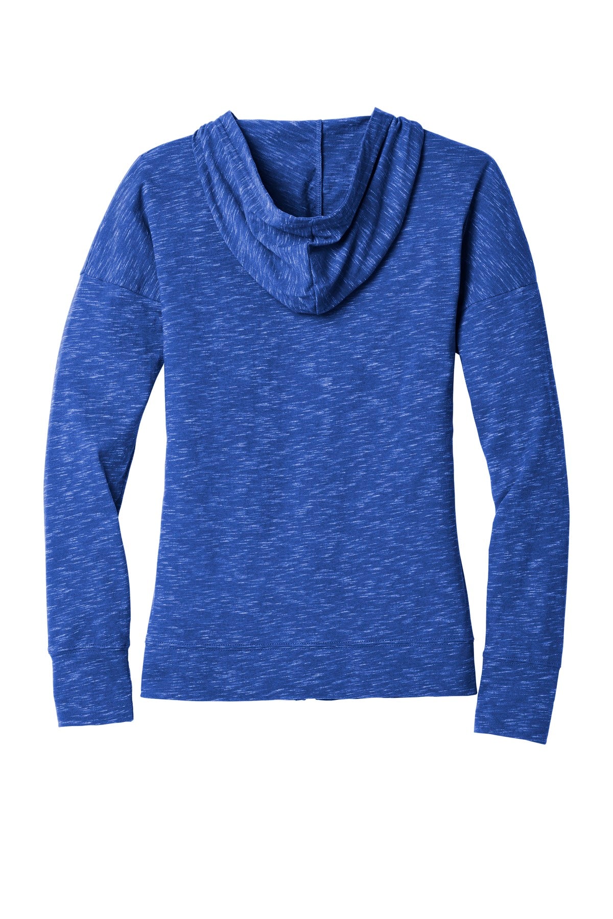 Rear View of Deep Royal District Women's Medal Full-Zip Hoodie. DT665