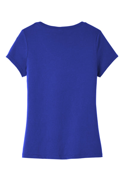 Rear View of Deep Royal District Women's Very Important Tee V-Neck. DT6503