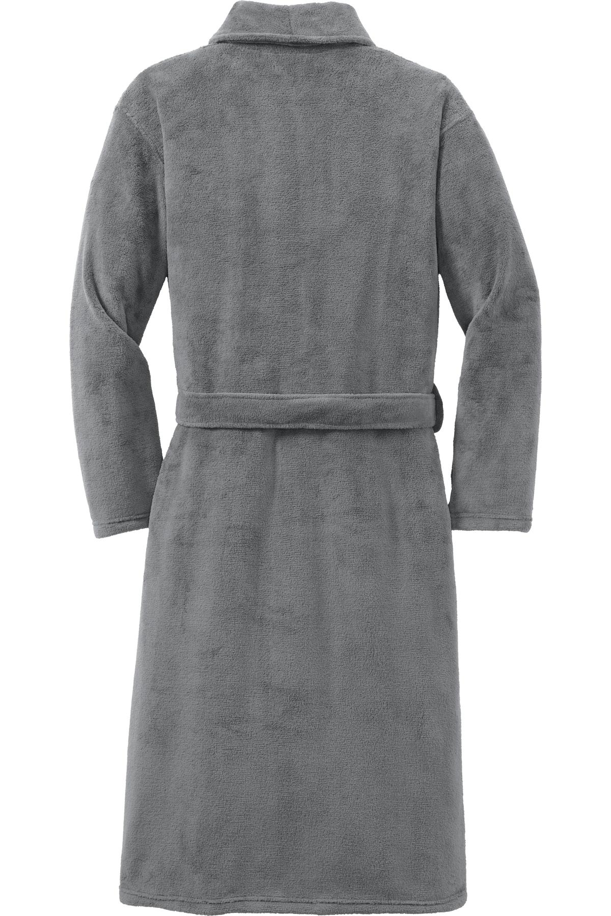 Rear View of Deep Smoke Port Authority Plush Microfleece Shawl Collar Robe. R102