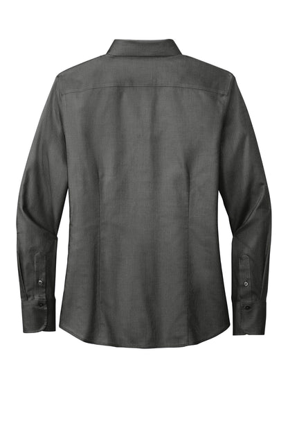 Rear View of DeepBlack Brooks Brothers Women's Wrinkle-Free Stretch Nailhead Shirt BB18003