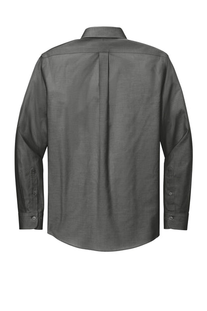 Rear View of DeepBlack Brooks Brothers Wrinkle-Free Stretch Pinpoint Shirt BB18000