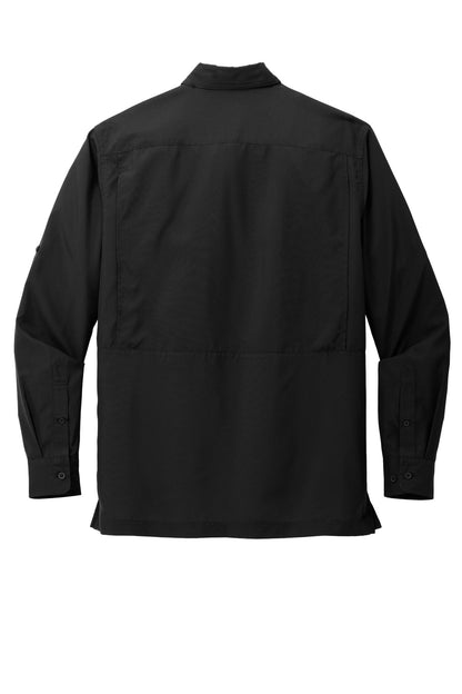 Rear View of DeepBlack Port Authority Long Sleeve UV Daybreak Shirt W960