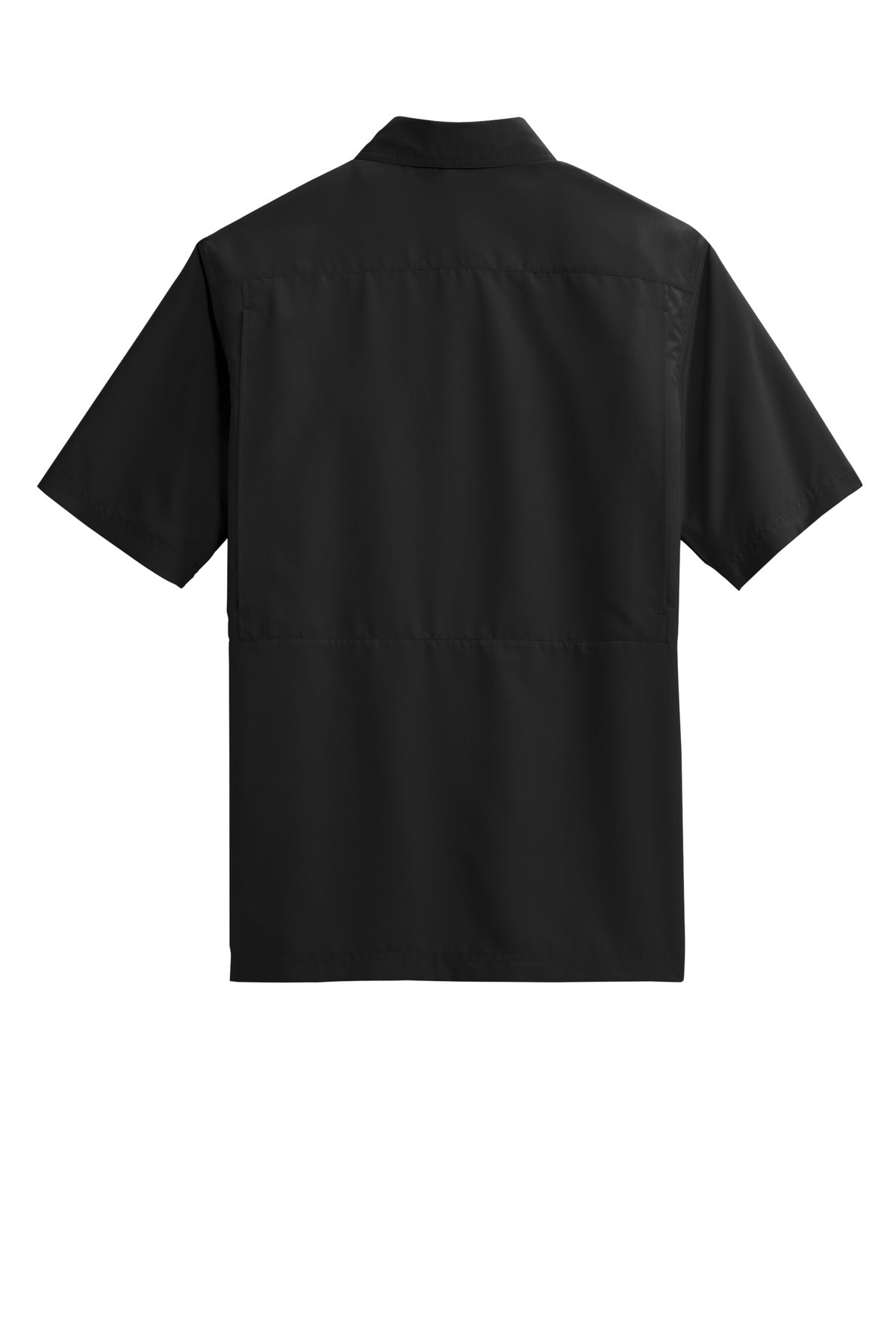 Rear View of DeepBlack Port Authority Short Sleeve UV Daybreak Shirt W961