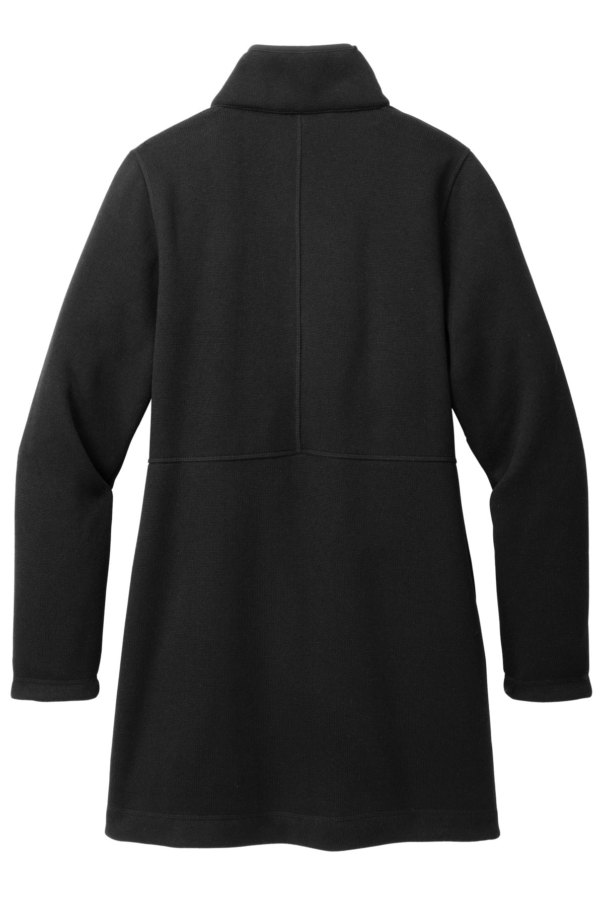 Rear View of DeepBlack Port Authority Women's Arc Sweater Fleece Long Jacket L425