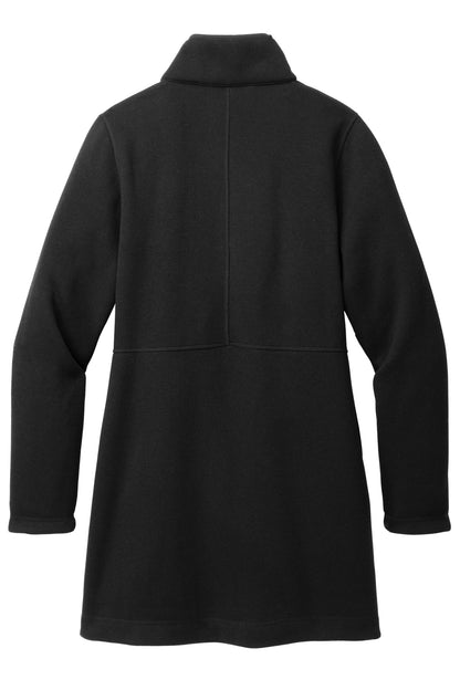 Rear View of DeepBlack Port Authority Women's Arc Sweater Fleece Long Jacket L425