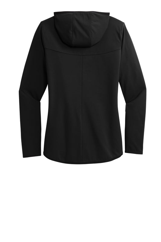 Rear View of DeepBlack Sport-Tek Women's Circuit Hooded Full-Zip LST870