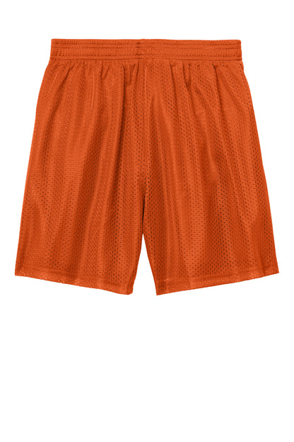 Rear View of DeepOrange Sport-Tek Youth PosiCharge Mesh 5" Short YST5100