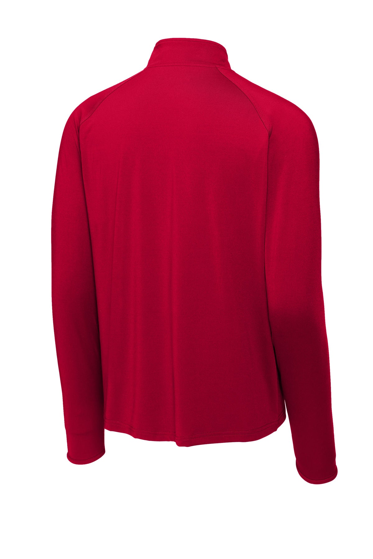 Rear View of DeepRed Sport-Tek Sport-Wick Stretch 1/4-Zip Pullover. ST850