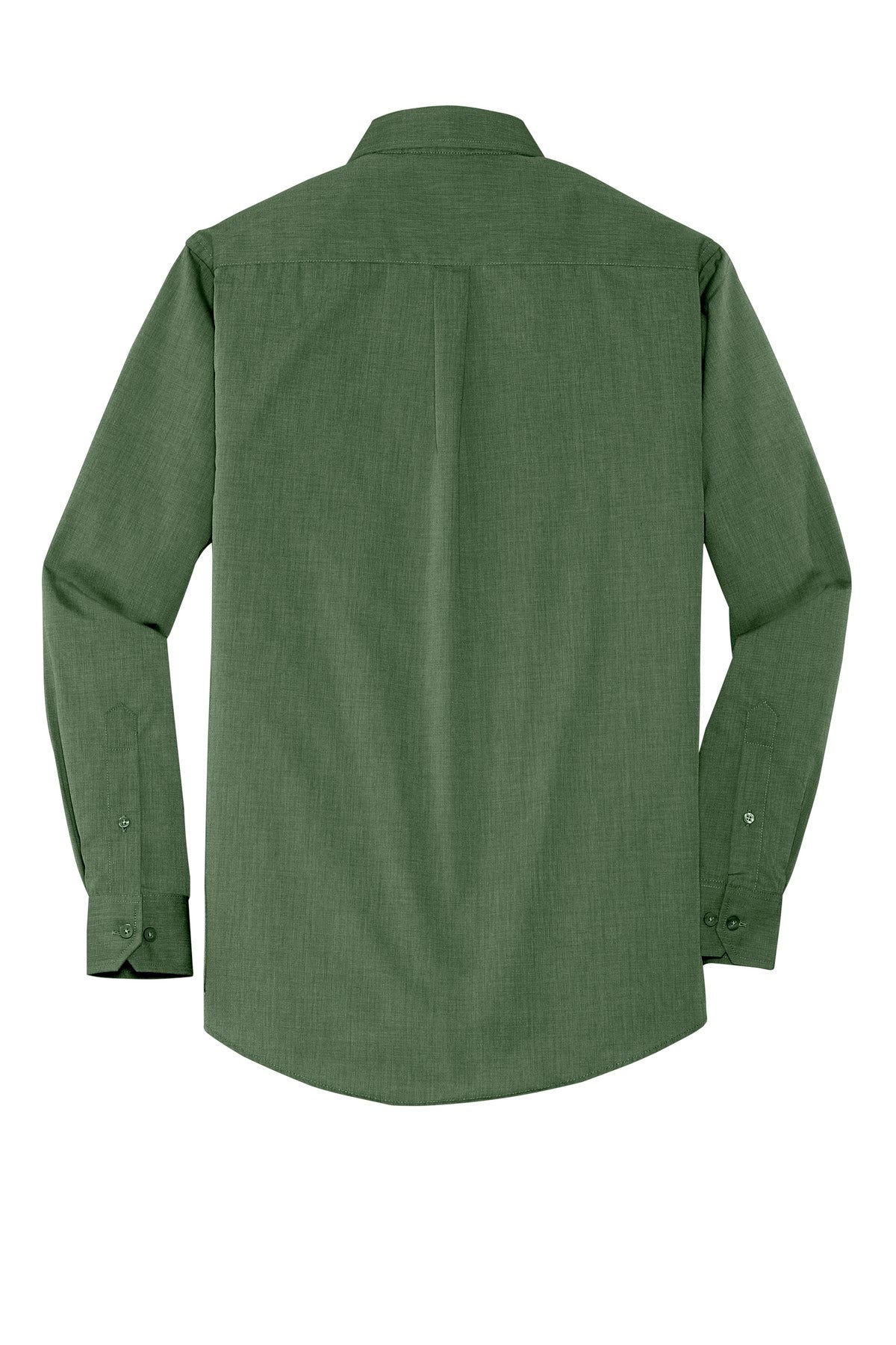Rear View of Dk Cactus Grn Port Authority Crosshatch Easy Care Shirt. S640
