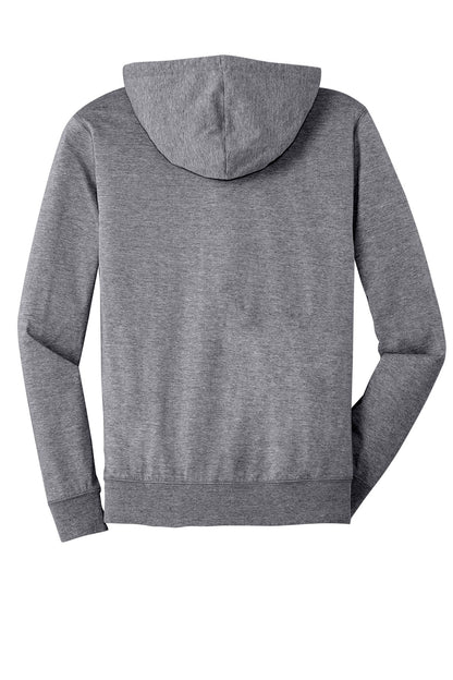 Rear View of Dk Hthr Grey District Jersey Full-Zip Hoodie. DT1100