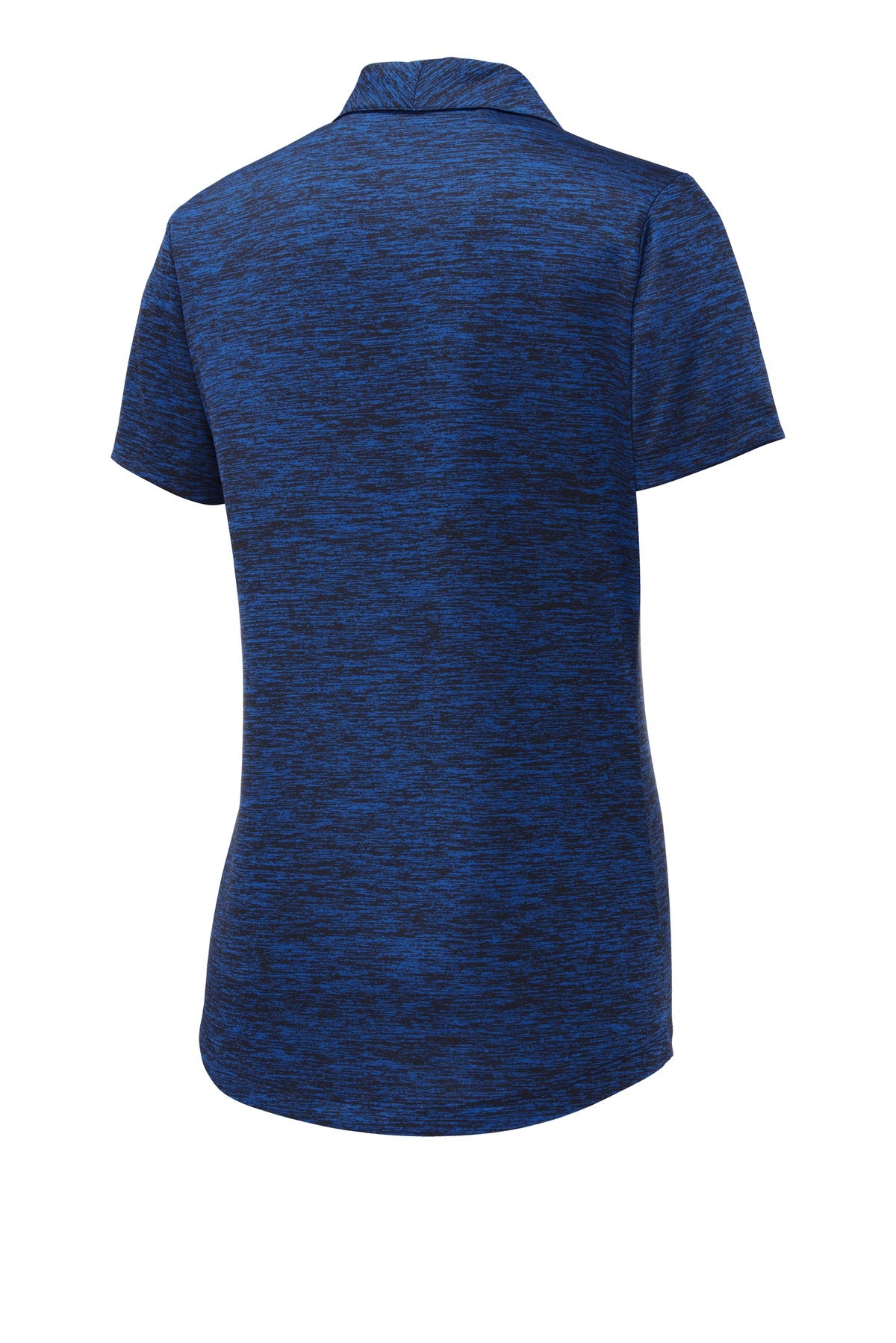 Rear View of Dk Royal-Blk E Sport-Tek Women's PosiCharge Electric Heather Polo. LST590