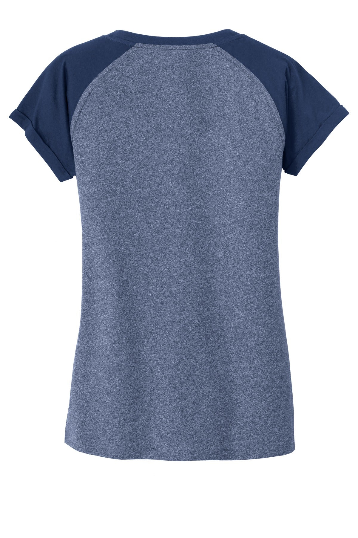 Rear View of Dk Roy/Dk Ry T New Era Women's Heritage Blend Varsity Tee. LNEA107