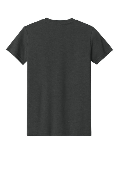 Rear View of DkGyHthr BELLA+CANVAS Youth Heather CVC Tee BC3001YCVC