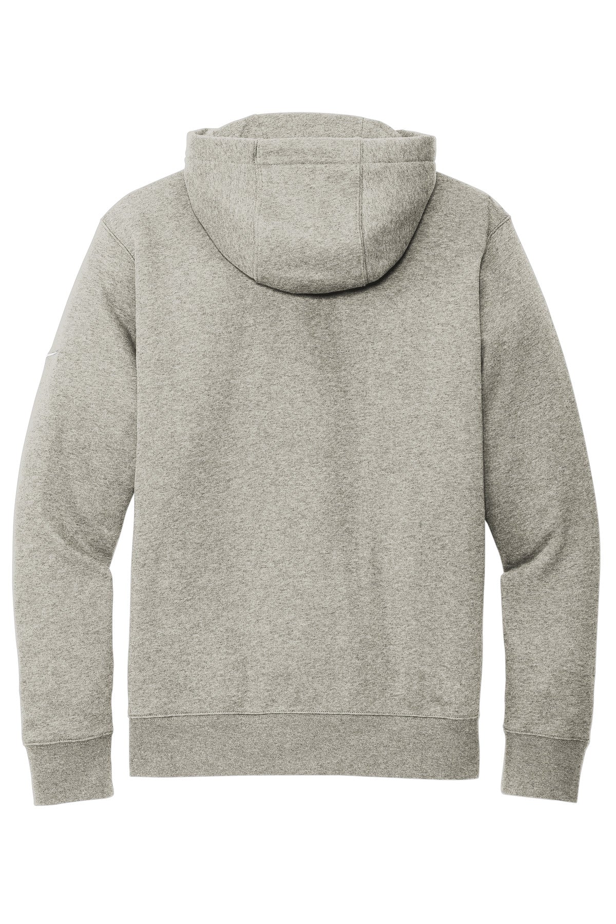Rear View of DkGyHthr Nike Club Fleece Sleeve Swoosh Full-Zip Hoodie NKDR1513