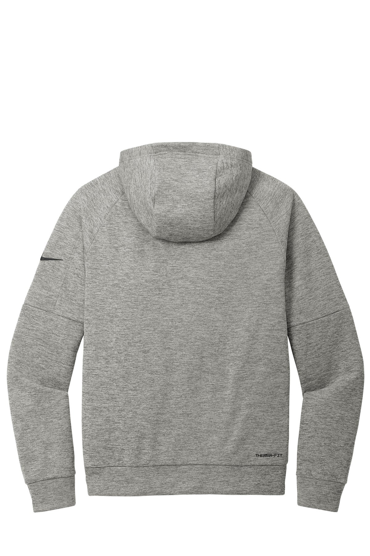 Rear View of DkGyHthr Nike Therma-FIT Pocket 1/4-Zip Fleece Hoodie NKFD9742