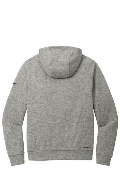 Rear View of DkGyHthr Nike Therma-FIT Pocket 1/4-Zip Fleece Hoodie NKFD9742