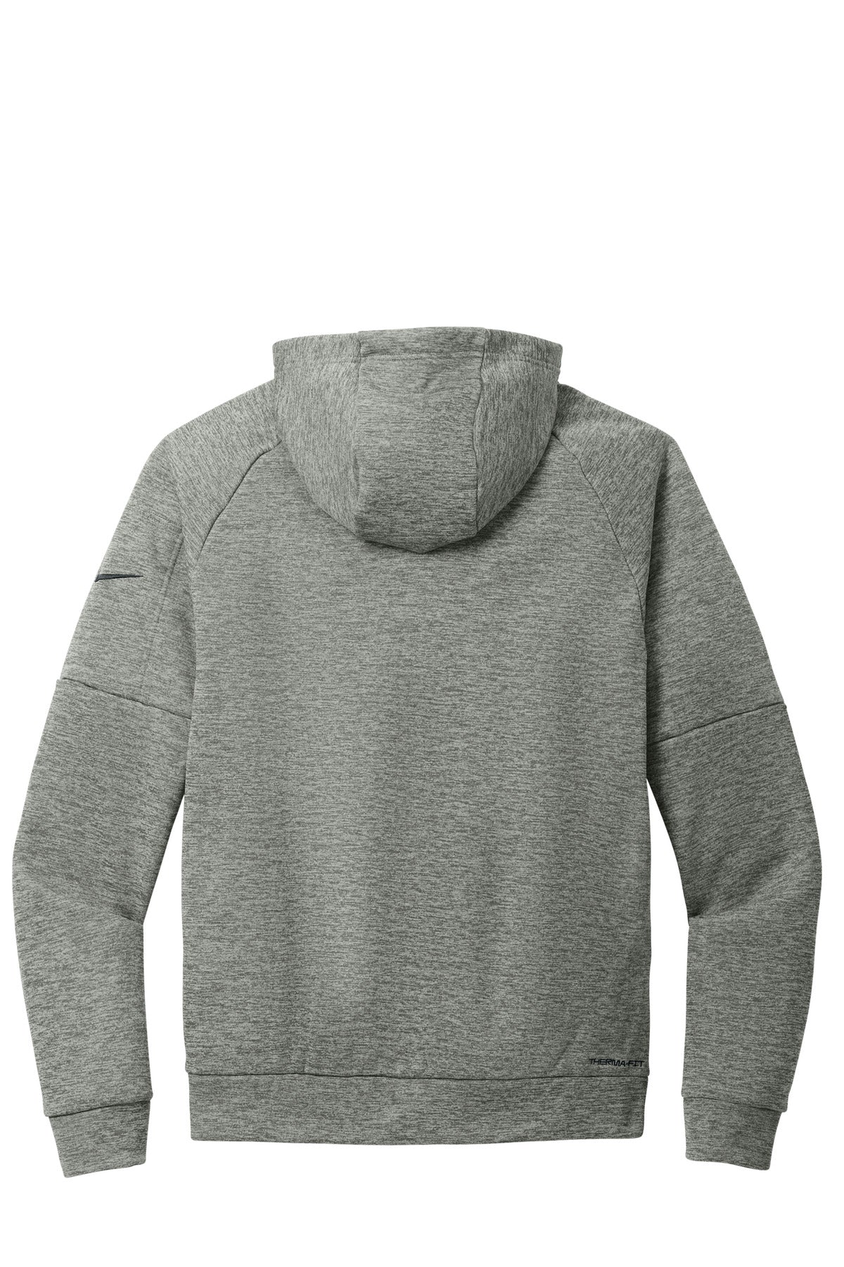Rear View of DkGyHthr Nike Therma-FIT Pocket Full-Zip Fleece Hoodie NKFD9859