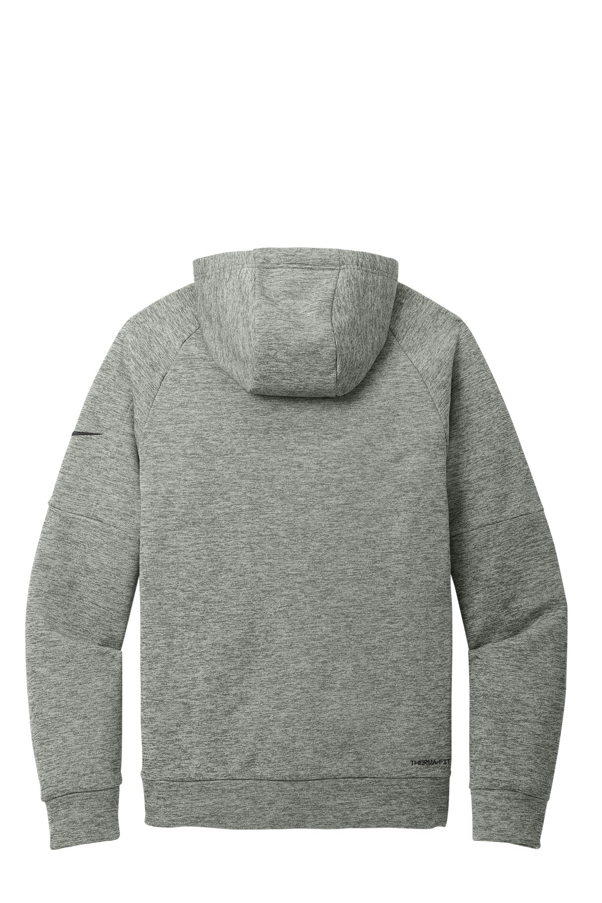 Rear View of DkGyHthr Nike Therma-FIT Pocket Pullover Fleece Hoodie NKFD9735