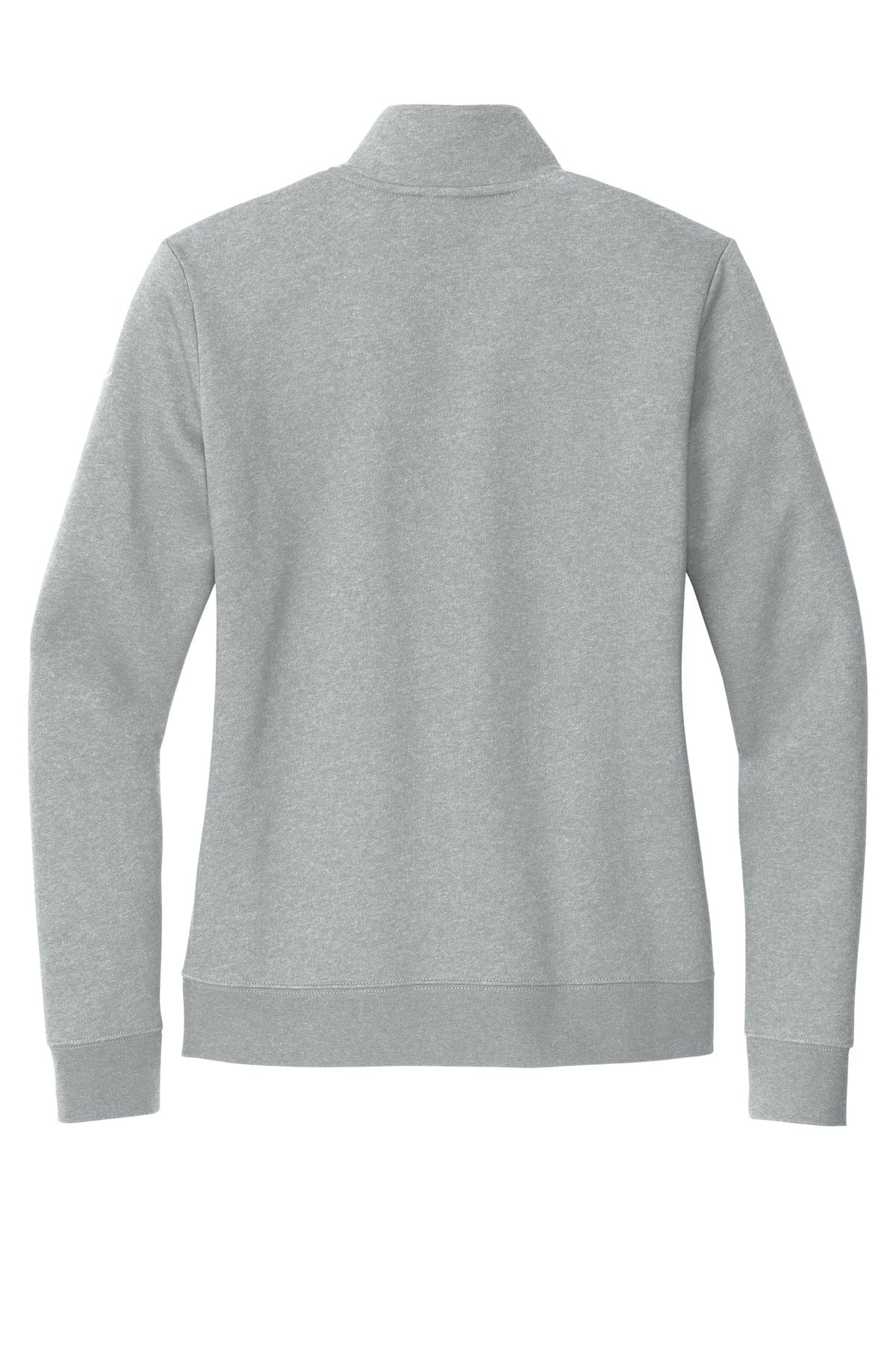 Rear View of DkGyHthr Nike Women's Club Fleece Sleeve Swoosh 1/2-Zip NKDX6720