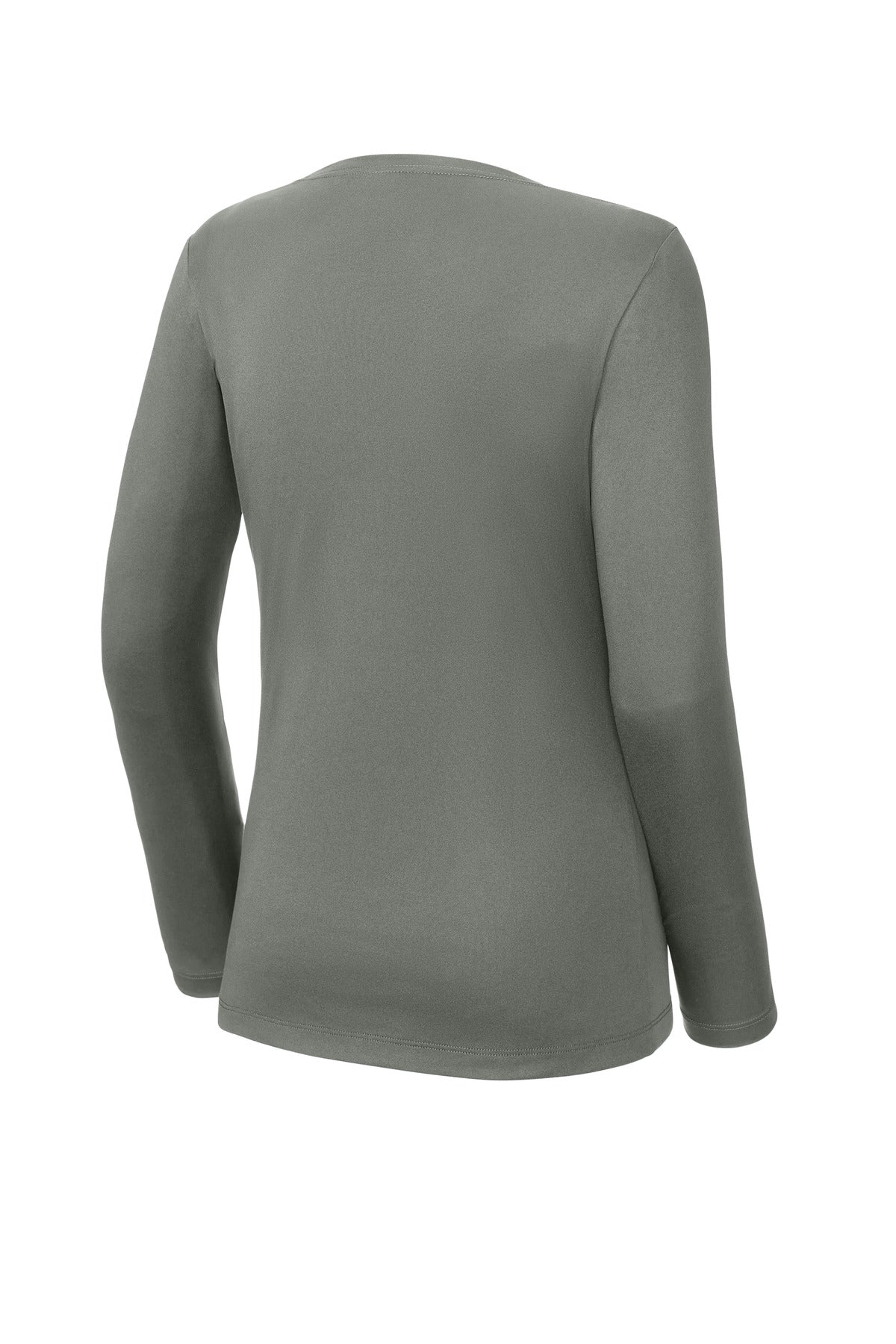 Rear View of DkSmkGy Sport-Tek Women's Posi-UV Pro Long Sleeve LST420LS