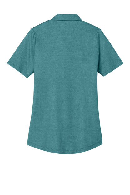 Rear View of DkTealHthr Port Authority Women's Fine Pique Blend Polo LK830