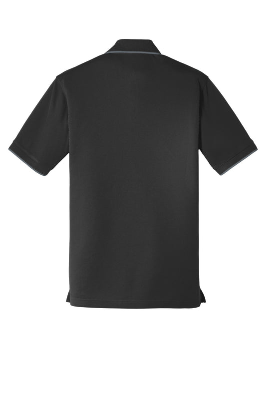 Rear View of Dp Black/Graph Port Authority Dry Zone UV Micro-Mesh Tipped Polo. K111