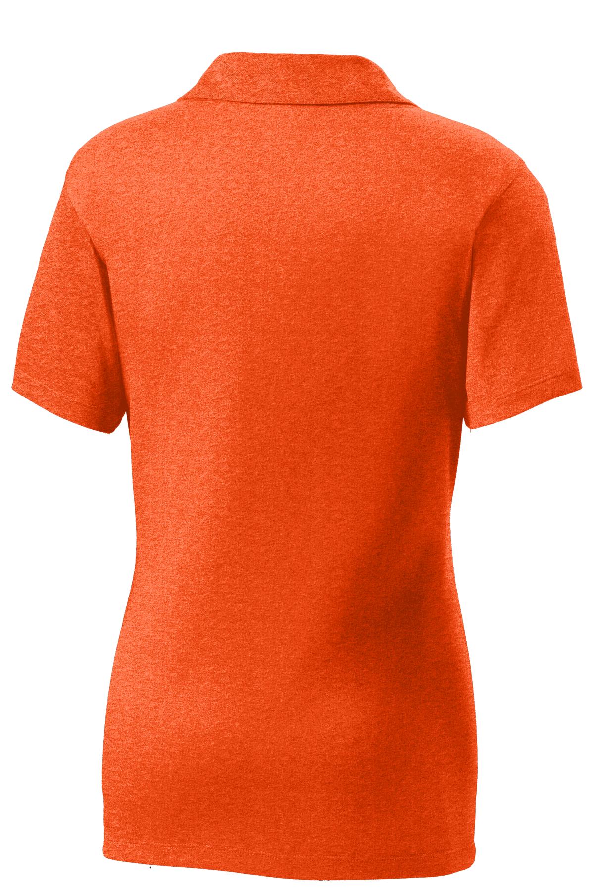 Rear View of Dp Orange Hthr Sport-Tek Women's Heather Contender Polo. LST660