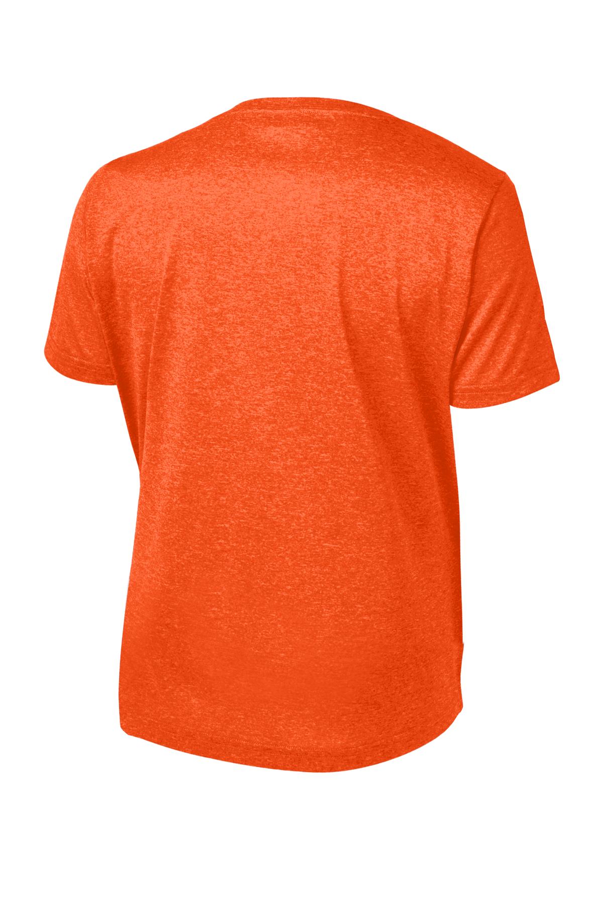 Rear View of Dp Orange Hthr Sport-Tek Youth Heather Contender Tee. YST360