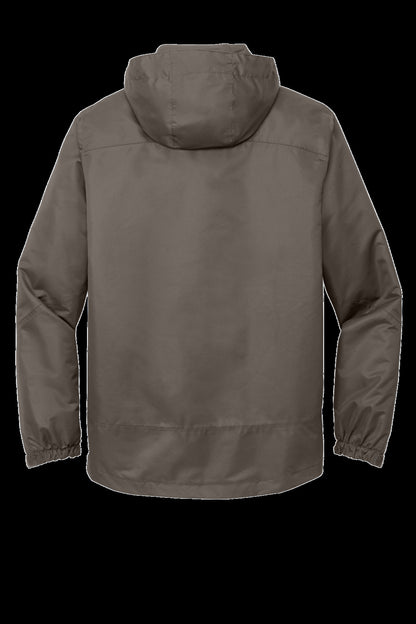 Rear View of Dp Smoke/Charc Port Authority Vortex Waterproof 3-in-1 Jacket. J332