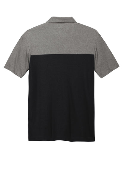 Rear View of DpBk/ChrHt Port Authority Fine Pique Blend Blocked Polo K831