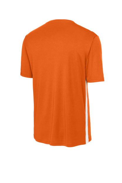 Rear View of DpOr/White Sport-Tek Competitor United V-Neck ST101
