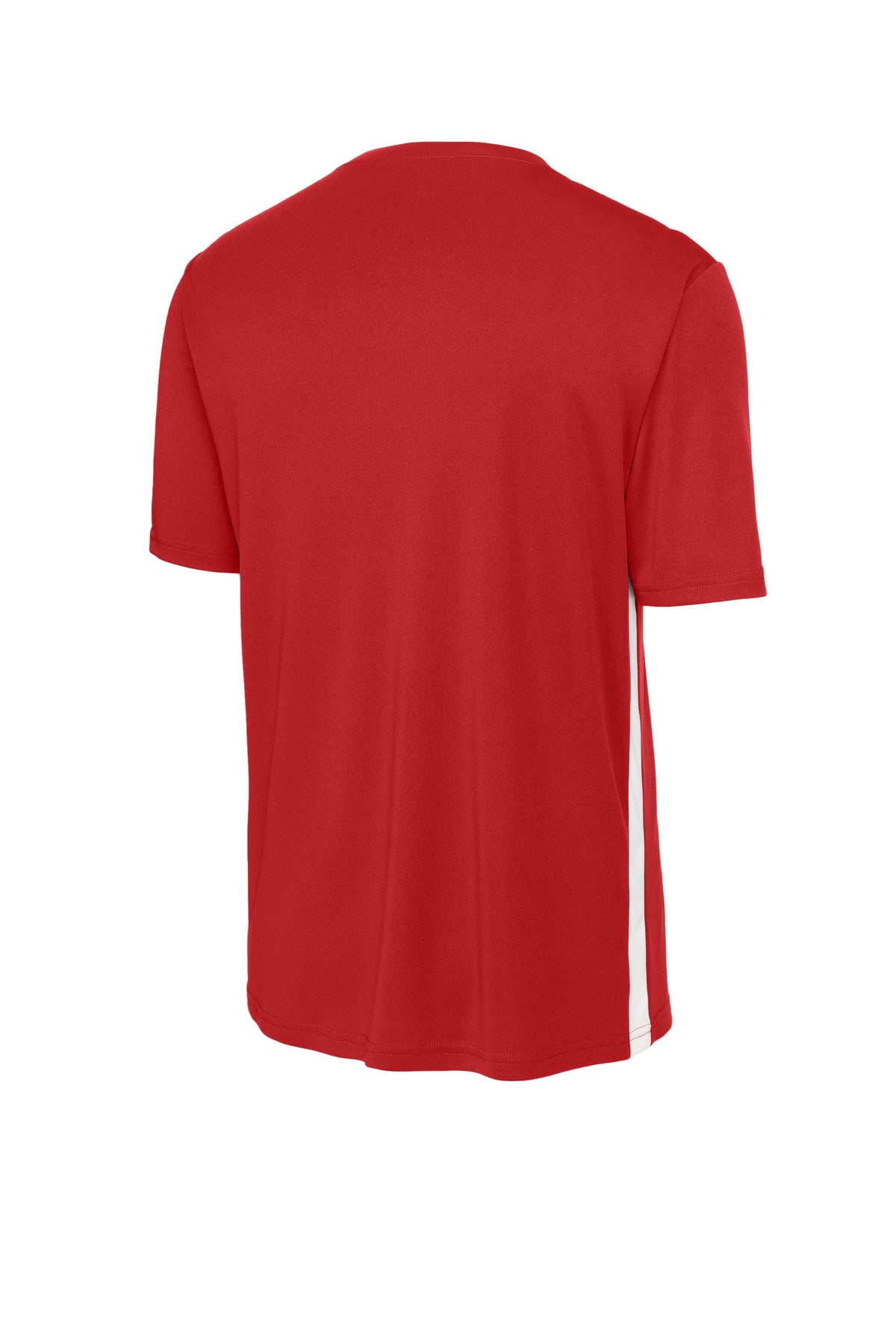 Rear View of DpRd/Wht Sport-Tek Competitor United V-Neck ST101