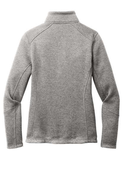 Rear View of DpSmkHthr Port Authority Women's Arc Sweater Fleece Jacket L428