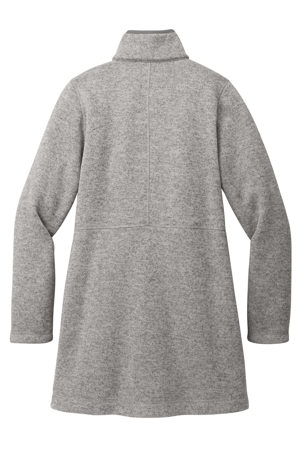 Rear View of DpSmkHthr Port Authority Women's Arc Sweater Fleece Long Jacket L425