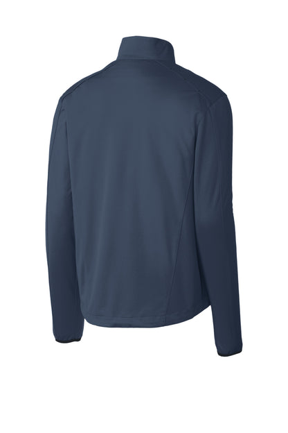 Rear View of Dress Blue Nvy Port Authority Active 1/2-Zip Soft Shell Jacket. J716